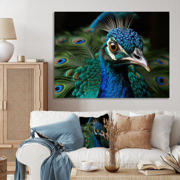 Teal Green Peacock Portrait - Peacock Wall Decor